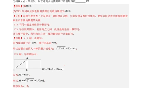 专题02利用勾股定理求最短路径问题（4大题型）（专项训练）（解析版）数学新教材人教版八年级下册_初中数学人教版_八年级数学下册_保存转存之后查看(1)_2026春季新版-持续更新中