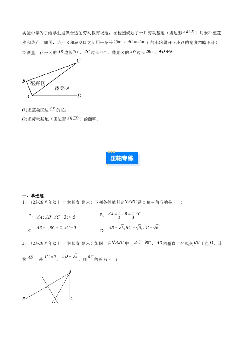 专题03勾股定理与逆定理的八类综合题型（压轴题专项训练）（原卷版）_初中数学人教版_八年级数学下册_保存转存之后查看(1)_2026春季新版-持续更新中_第二套-知_08讲义练习