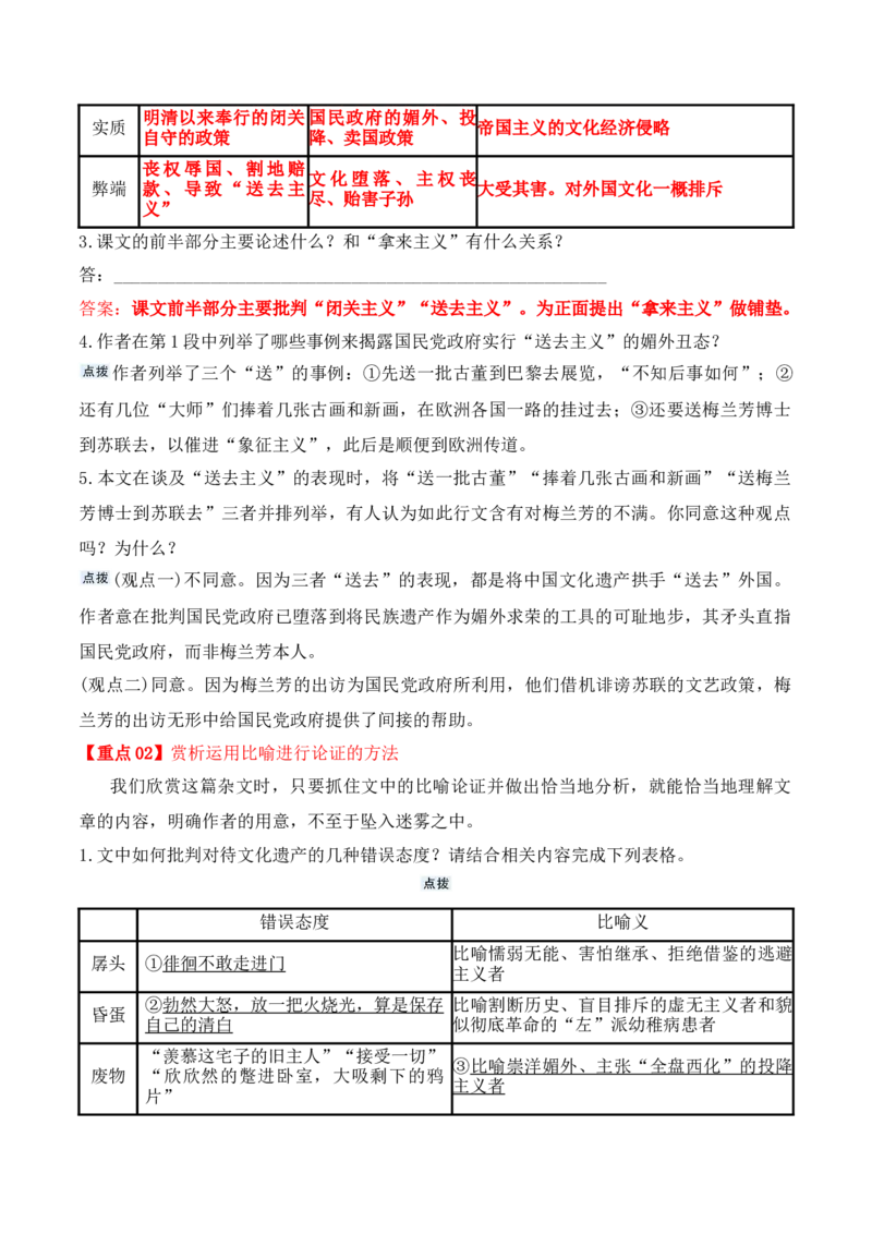 第12课《拿来主义》（学生版）-2023年高一语文同步精品讲义（必修上册）_高语_2024年高中语文新人教版同步练习讲义word精讲精练高一高二电子版_1高中语文同步精品讲义（必修上册）