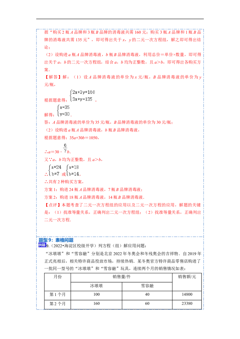 8.3实际问题与二元一次方程组（人教版)（解析版）_初中数学人教版_7下-初中数学人教版_7下-初中数学人教版（旧版）赠送_07专项讲练