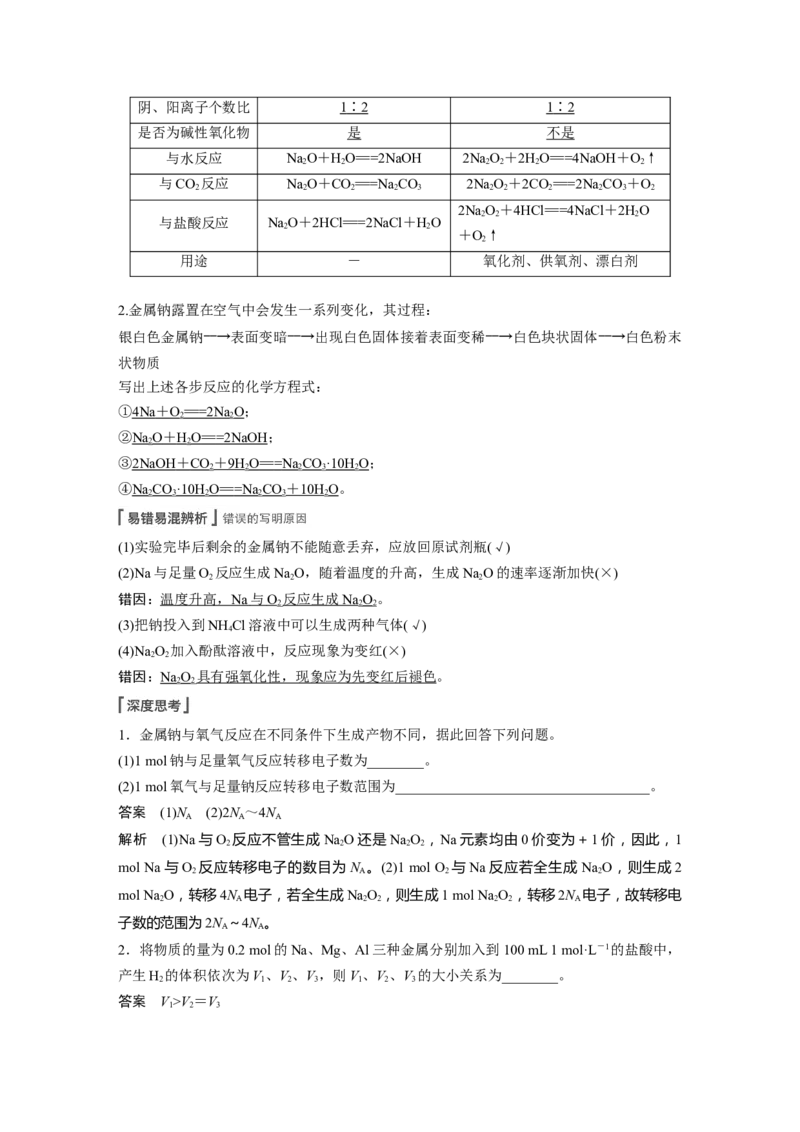 2022年高考化学一轮复习第3章第13讲　钠及其重要化合物_05高考化学_新高考复习资料_2022年新高考资料_2022年一轮复习各版本_1.高考化学2022年一轮复习通用版