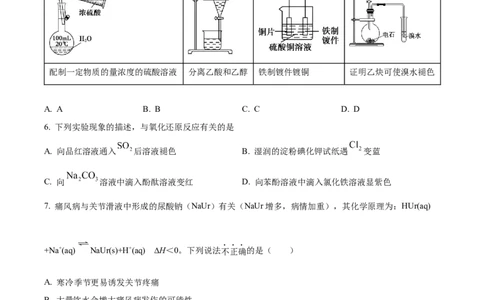 2023届北京市顺义区高三第一次统练化学试题（原卷版）_05高考化学_高考模拟题_新高考_2023届北京市顺义区高三第一次统练(上学期期末)化学
