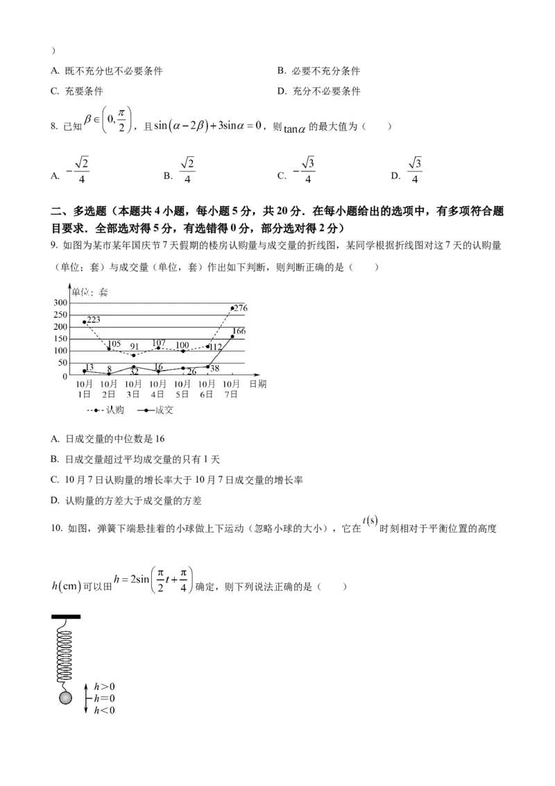 精品解析：湖北省武汉市第四十九中学2024届高三上学期九月调考模拟数学试题（一）（原卷版）_2.2025数学总复习_数学高考模拟题_2024年模拟题