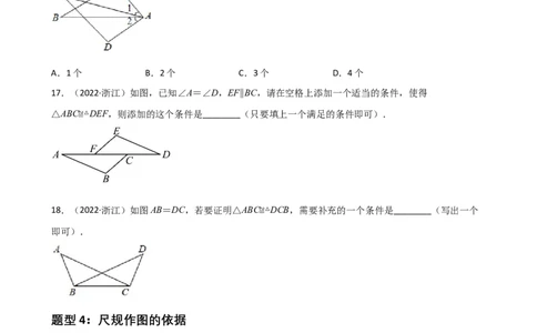专题03全等三角形的性质与判定选择、填空重难点题型分类（原卷版）&mdash;2022-2023学年八年级数学上册重难点题型分类高分必刷题（人教版）_初中数学人教版_8上-初中数学人教版_06习题试卷