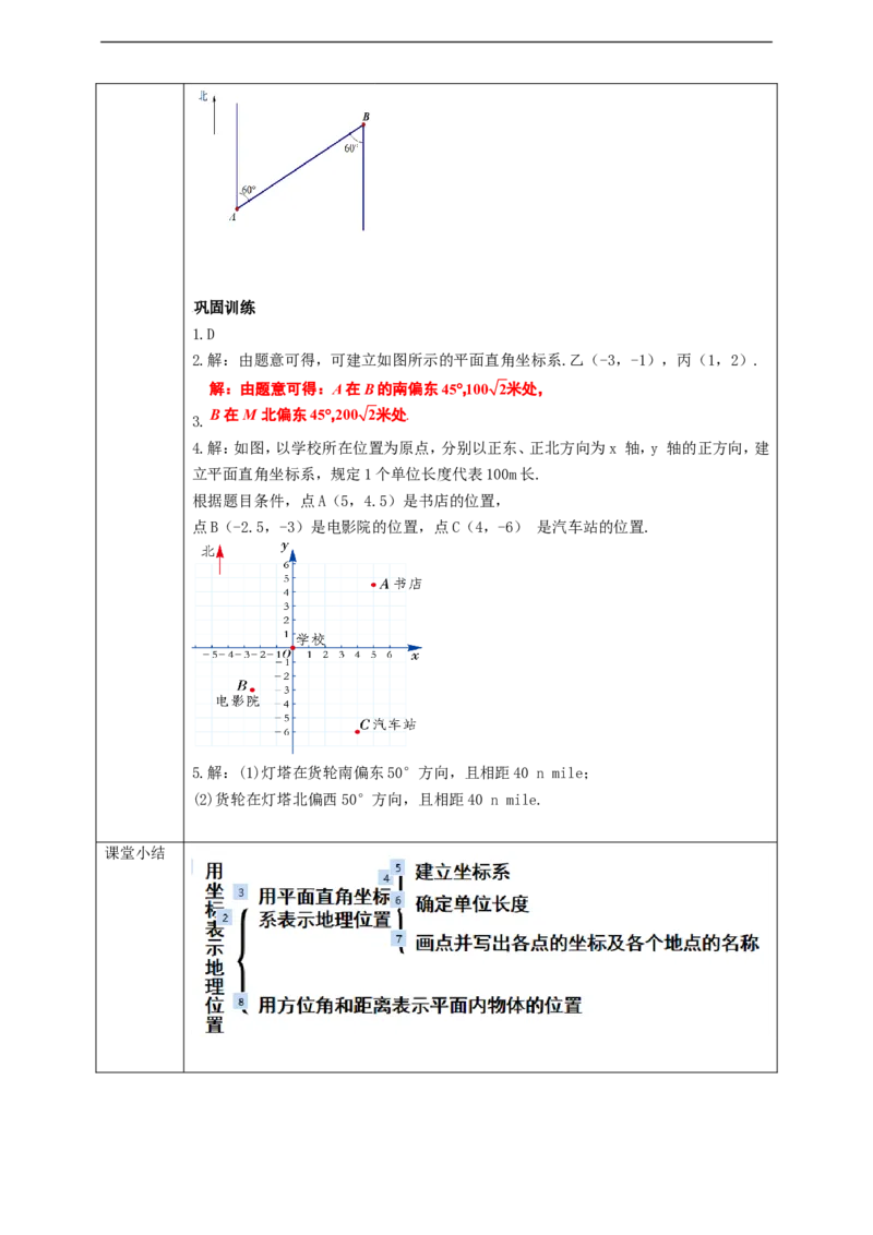 7.2.1用坐标表示地理位置学案_初中数学人教版_7下-初中数学人教版_7下-初中数学人教版（旧版）赠送_01课件+教案（配套）_课件+教案+学案（第2套）