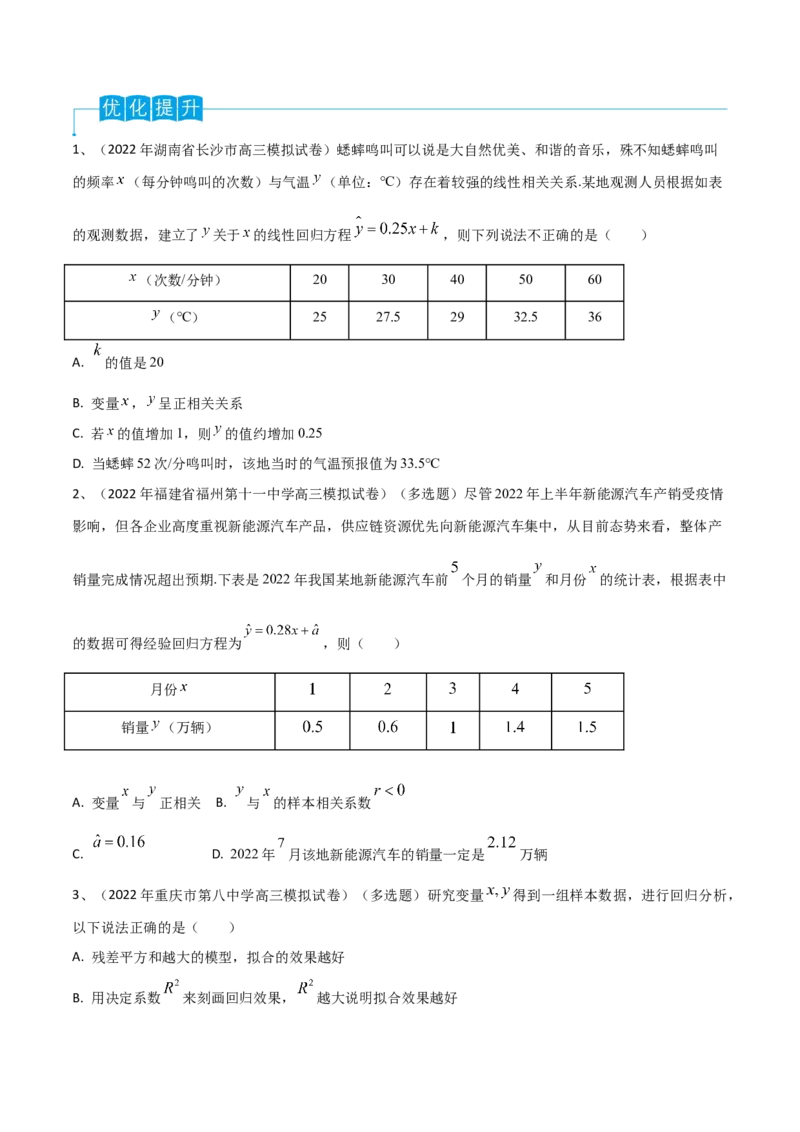 第83讲变量间的相关关系、统计案例（原卷版）_2.2025数学总复习_2024年新高考资料_1.2024一轮复习_2024年高考数学一轮复习精品导学案（新高考）