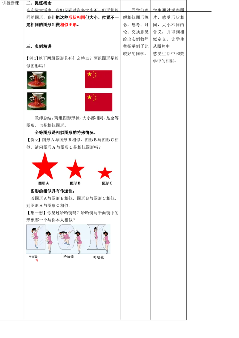 27.1图形的相似(1)教案_初中数学人教版_9下-初中数学人教版_01课件+教案（配套）_课件+教案+学案（配套版）