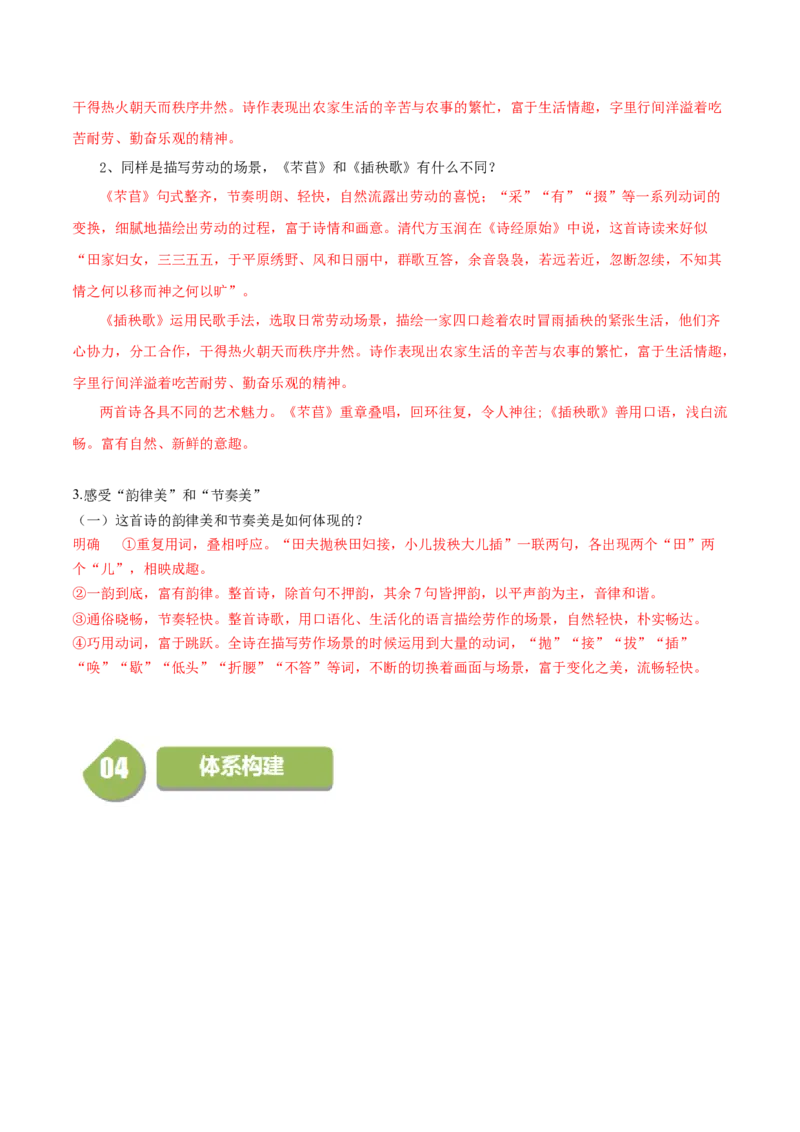 第6.2课插秧歌（教师版）_高语_高中语文_必修上册_同步讲义