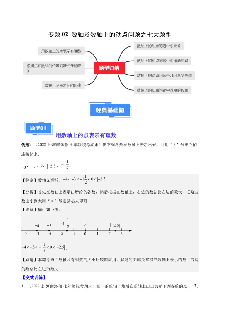 专题02数轴及数轴上的动点问题之七大题型（解析版）_初中数学人教版_7上-初中数学人教版_7上-初中数学人教版（旧版）赠送_06习题试卷_6期中期末复习专题