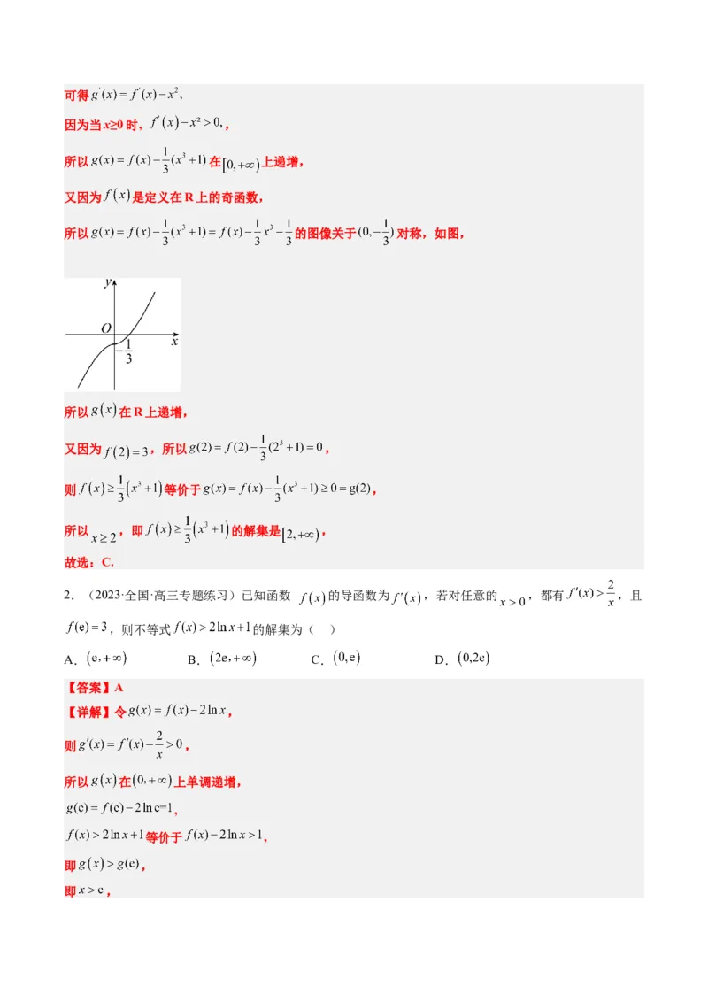 素养拓展07导数中利用构造函数解不等式（精讲+精练）一轮复习讲义2024年高考数学高频考点题型归纳与方法总结（新高考通用）解析版_2.2025数学总复习_2024年新高考资料