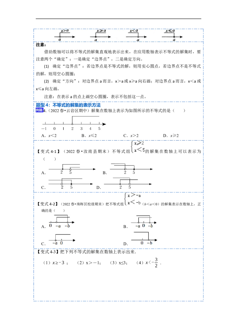 9.1不等式十大题型（原卷版）_初中数学人教版_7下-初中数学人教版_7下-初中数学人教版（旧版）赠送_07专项讲练_重要笔记2022-2023学年七年级数学下册重要考点精讲精练（人教版）