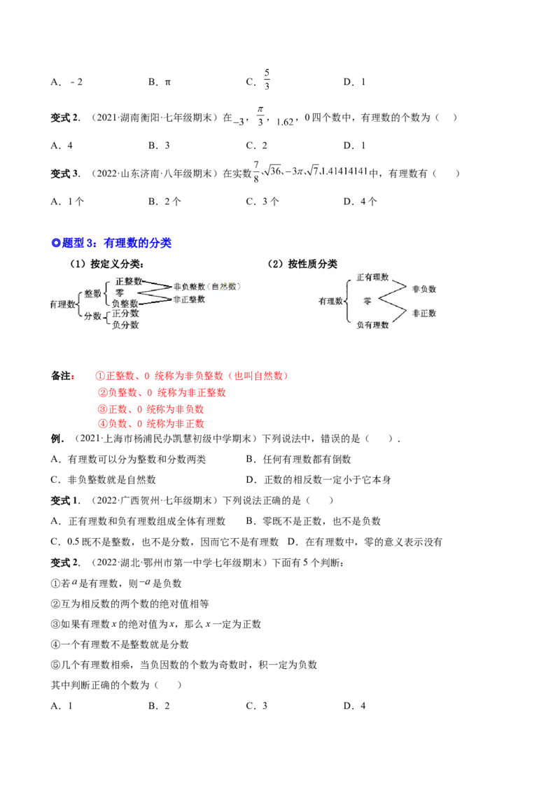 专题01正数、负数和有理数-一题三变系列2022-2023学年七年级数学上册重要考点题型精讲精练(人教版)(原卷版)_初中数学人教版_7上-初中数学人教版_7上-初中数学人教版（旧版）赠送