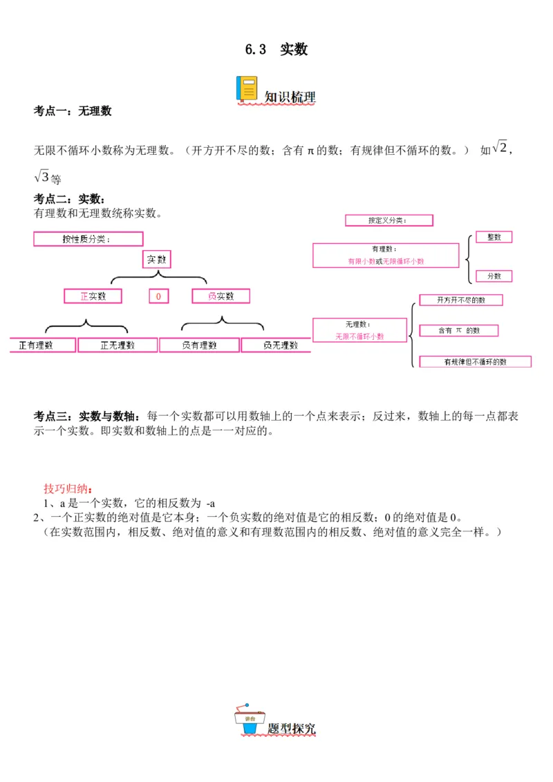 6.3实数-2022-2023学年七年级数学下册《考点&bull;题型&bull;技巧》精讲与精练高分突破系列（人教版）_初中数学人教版_7下-初中数学人教版_7下-初中数学人教版（旧版）赠送_07专项讲练