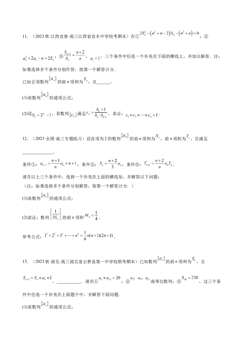 素养拓展21数列中的结构不良问题（精讲+精练）一轮复习讲义2024年高考数学高频考点题型归纳与方法总结（新高考通用）原卷版_2.2025数学总复习_2024年新高考资料_1.2024一轮复习