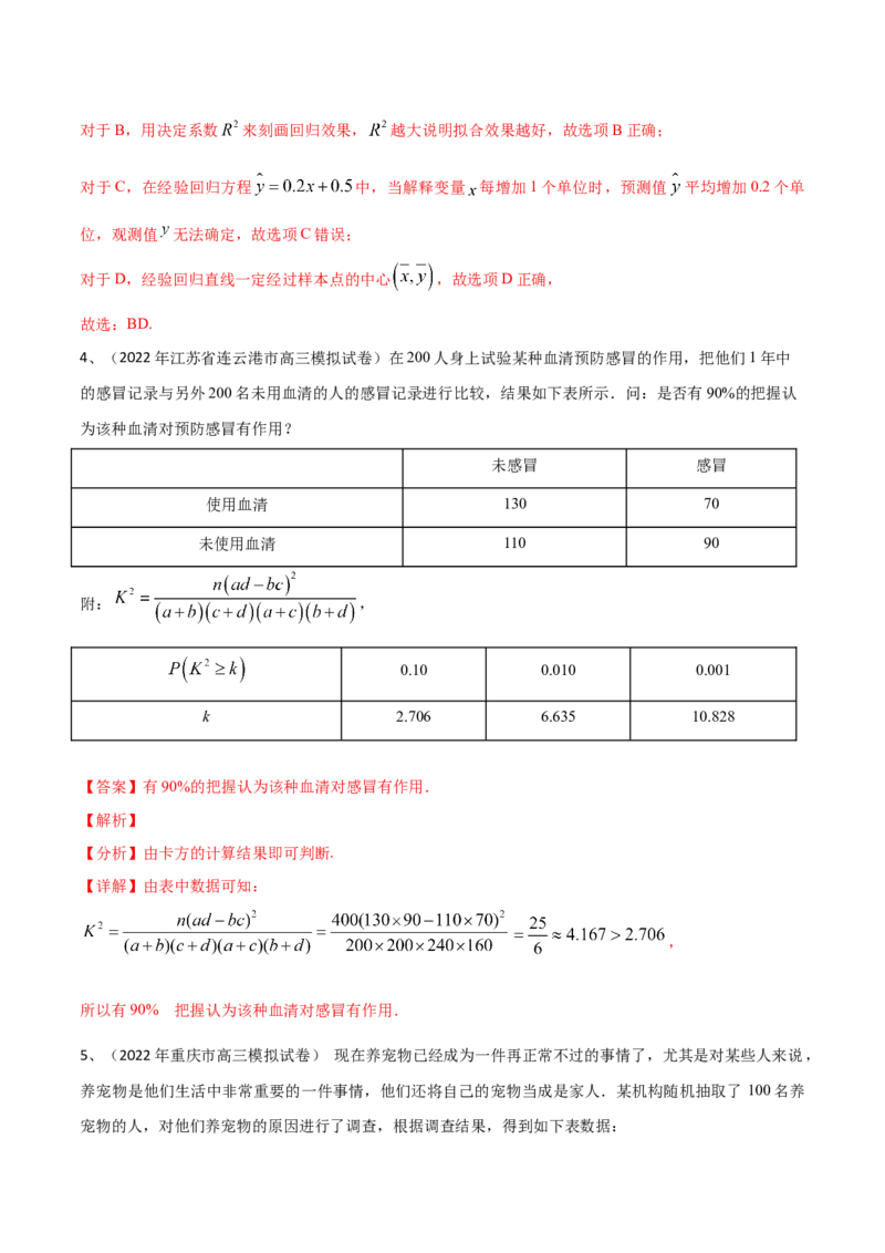 第83讲变量间的相关关系、统计案例（解析版）_2.2025数学总复习_2024年新高考资料_1.2024一轮复习_2024年高考数学一轮复习精品导学案（新高考）