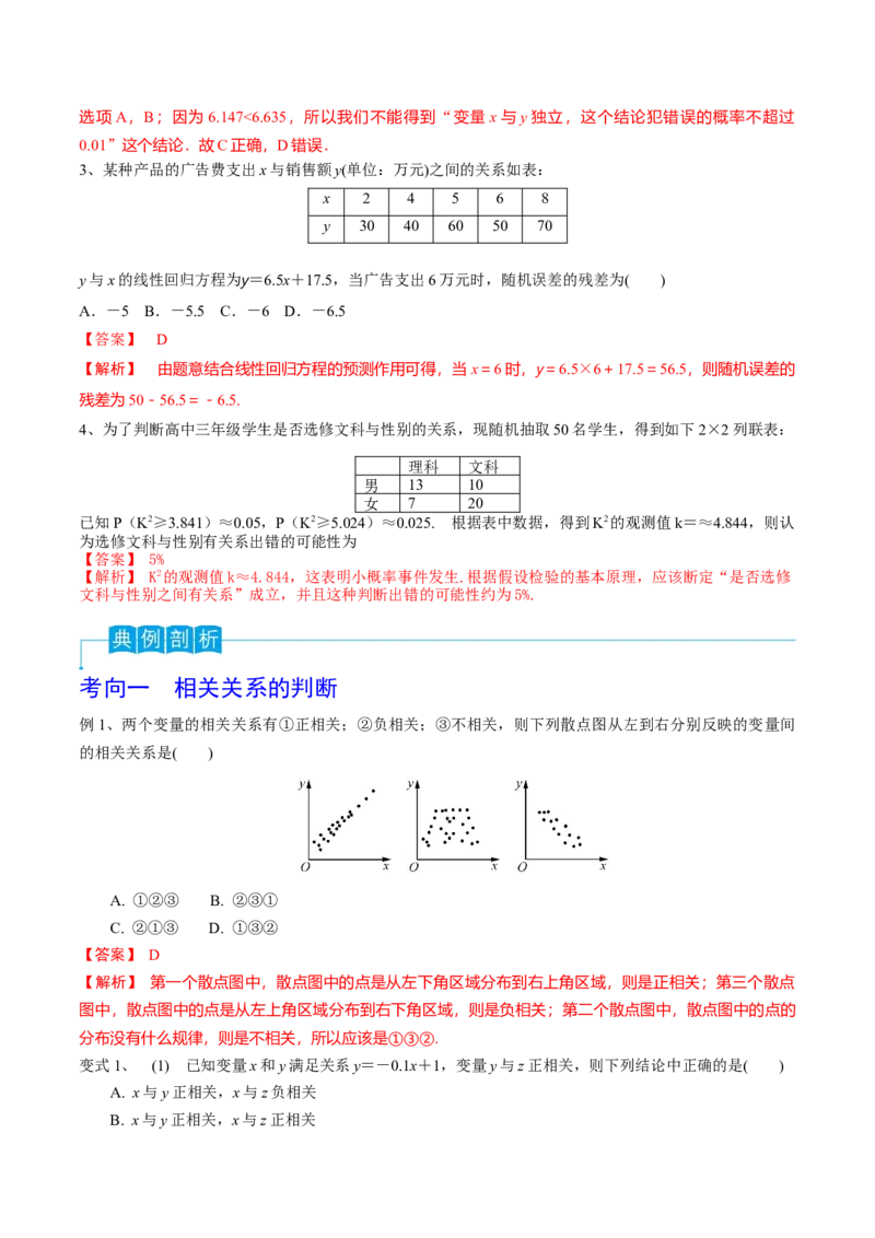 第83讲变量间的相关关系、统计案例（解析版）_2.2025数学总复习_2024年新高考资料_1.2024一轮复习_2024年高考数学一轮复习精品导学案（新高考）