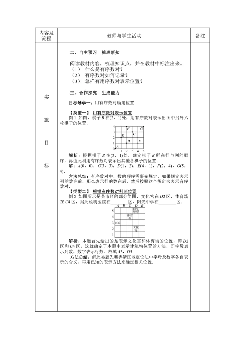 7.1.1有序数对教案（表格式）_初中数学人教版_7下-初中数学人教版_7下-初中数学人教版（旧版）赠送_04教案（多套）_教案（赠送）