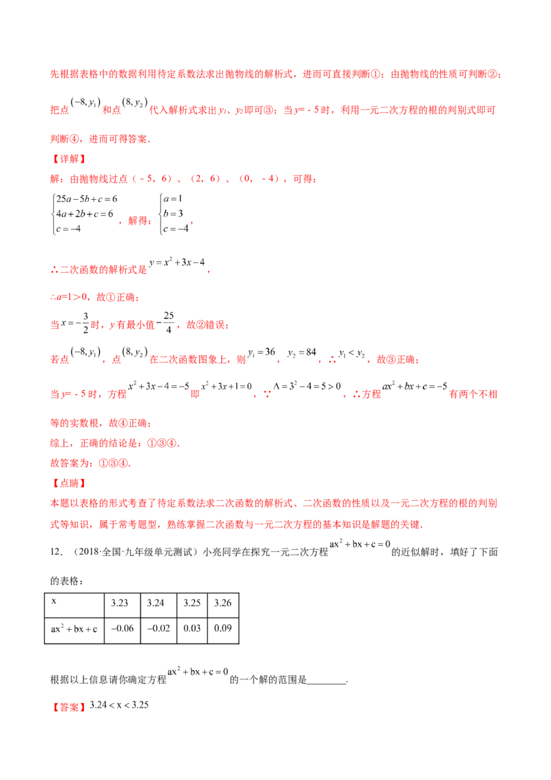 22.1.4二次函数y=ax2+bx+c的图像和性质（解析版）-2023实验培优_初中数学人教版_9上-初中数学人教版_07专项讲练_九年级数学上册章节同步实验班培优题型变式训练（人教版）