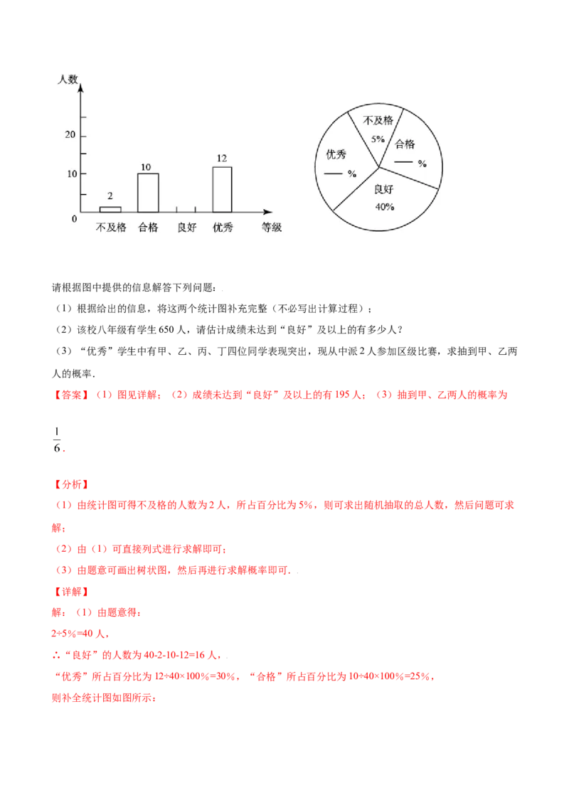 25.2用列举法求概率(基础训练)(解析版)_初中数学人教版_9上-初中数学人教版_06习题试卷_1同步练习_同步练习（第2套）