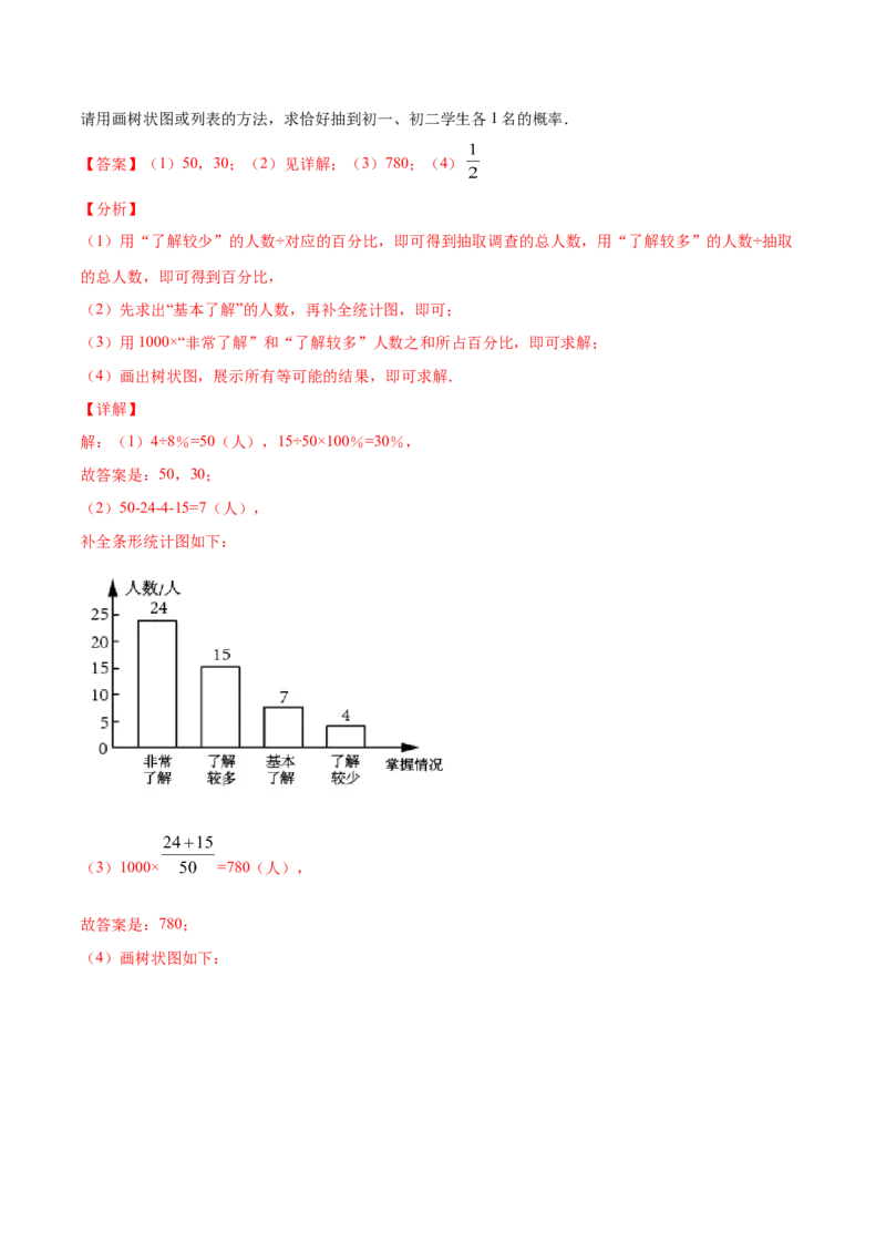 25.2用列举法求概率(基础训练)(解析版)_初中数学人教版_9上-初中数学人教版_06习题试卷_1同步练习_同步练习（第2套）