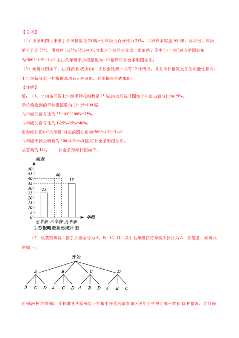 25.2用列举法求概率(基础训练)(解析版)_初中数学人教版_9上-初中数学人教版_06习题试卷_1同步练习_同步练习（第2套）