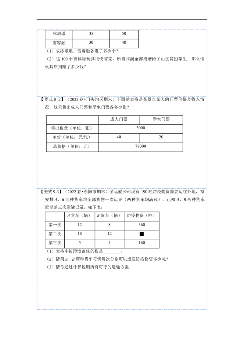 8.3实际问题与二元一次方程组（人教版)（原卷版）_初中数学人教版_7下-初中数学人教版_7下-初中数学人教版（旧版）赠送_07专项讲练