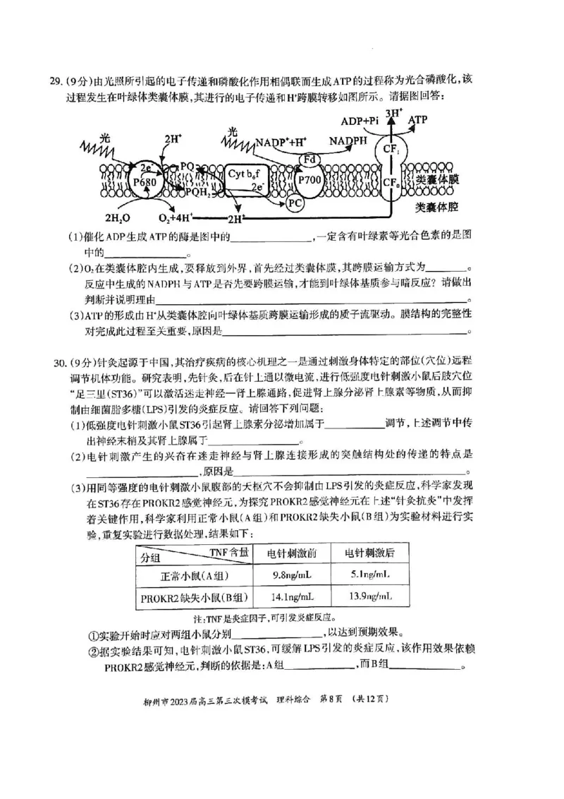 2023届广西壮族自治区柳州市高三第三次模拟考试理综公众号：一枚试卷君_05高考化学_高考模拟题_新高考_2023届广西柳州市高三第三次模拟考试理综