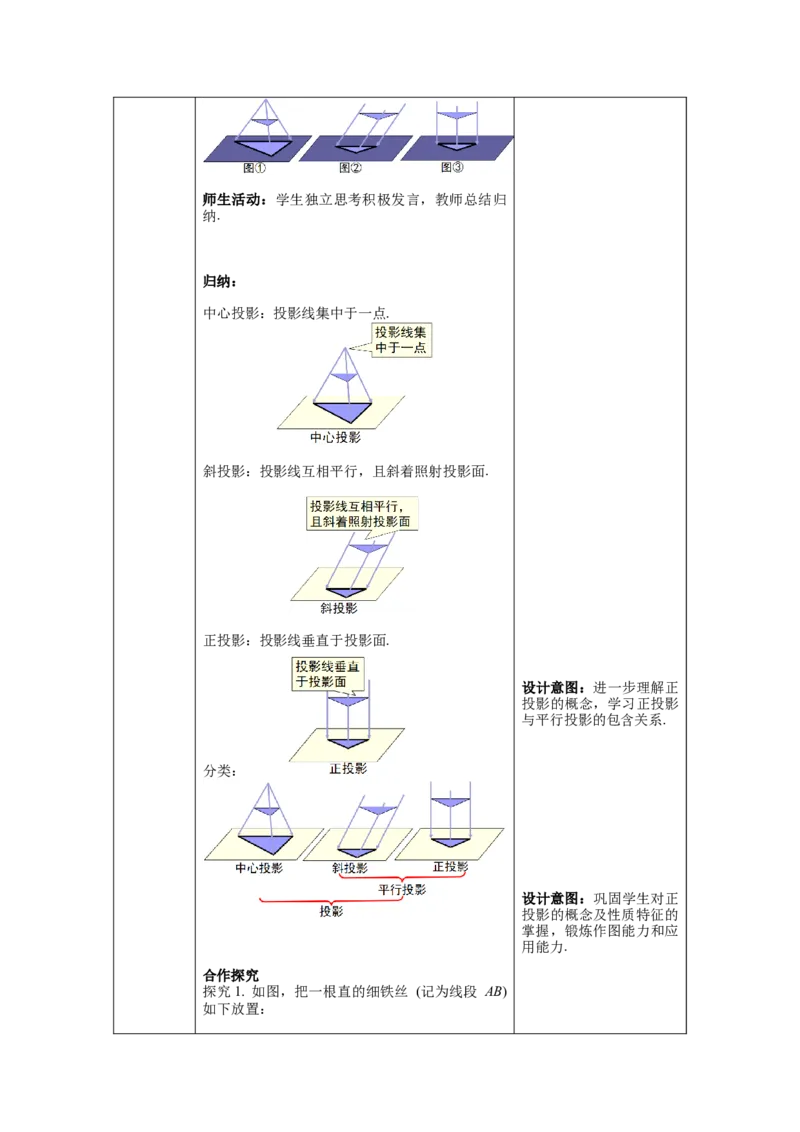 29.1第2课时正投影教案（表格式）_初中数学人教版_9下-初中数学人教版_04教案（多套）_教案（第1套）核心素养
