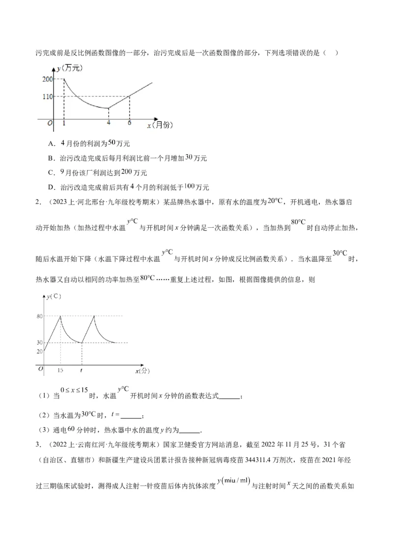 专题02反比例函数的图象与性质重难点题型专训（17大题型）（原卷版）_初中数学人教版_9下-初中数学人教版_07专项讲练_2023-2024学年九年级数学全册重难点专题提升精讲精练（人教版）
