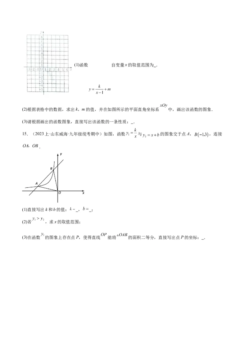 专题02反比例函数的图象与性质重难点题型专训（17大题型）（原卷版）_初中数学人教版_9下-初中数学人教版_07专项讲练_2023-2024学年九年级数学全册重难点专题提升精讲精练（人教版）