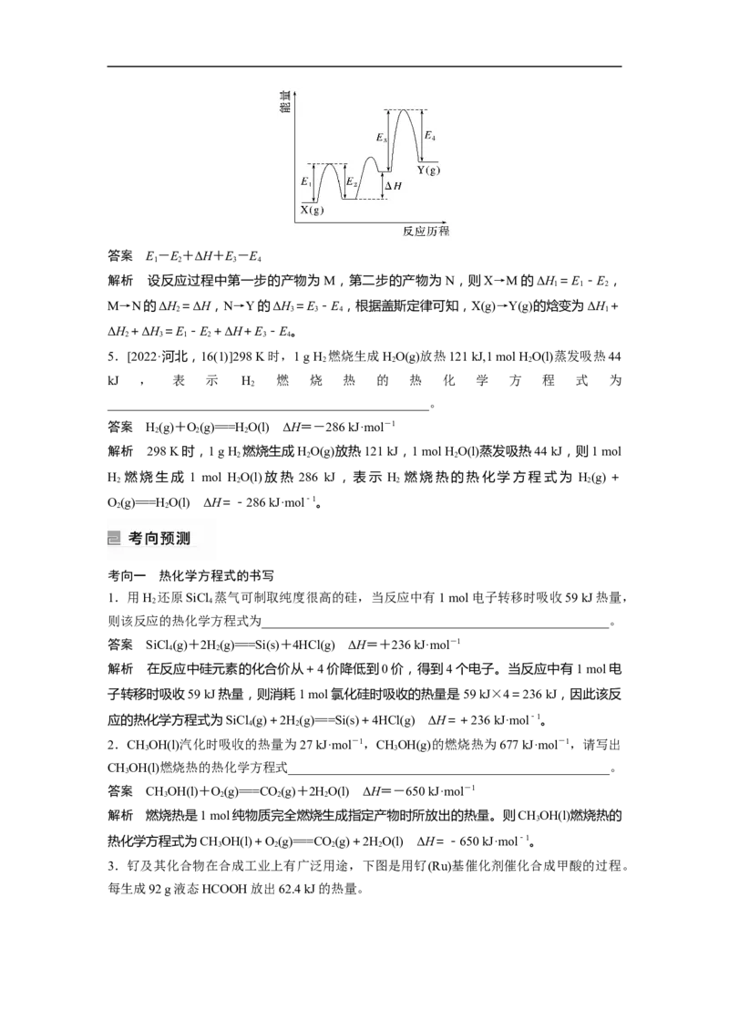 2023年高考化学二轮复习（全国版）第1部分专题突破　专题10热化学方程式的书写与盖斯定律_05高考化学_通用版（老高考）复习资料_2023年复习资料_二轮复习