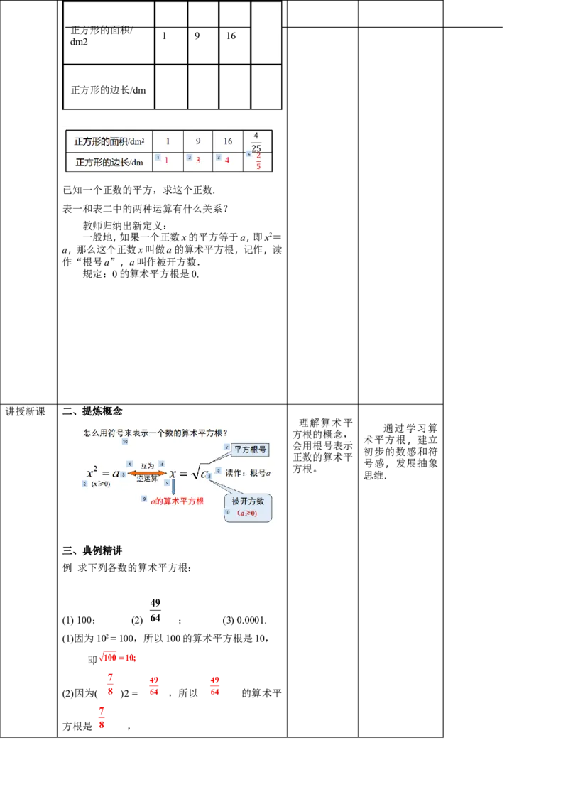 6.1平方根(1)教案_初中数学人教版_7下-初中数学人教版_7下-初中数学人教版（旧版）赠送_01课件+教案（配套）_课件+教案+学案（第2套）_6.1.1平方根课件（共19张PPT）+教案+学案