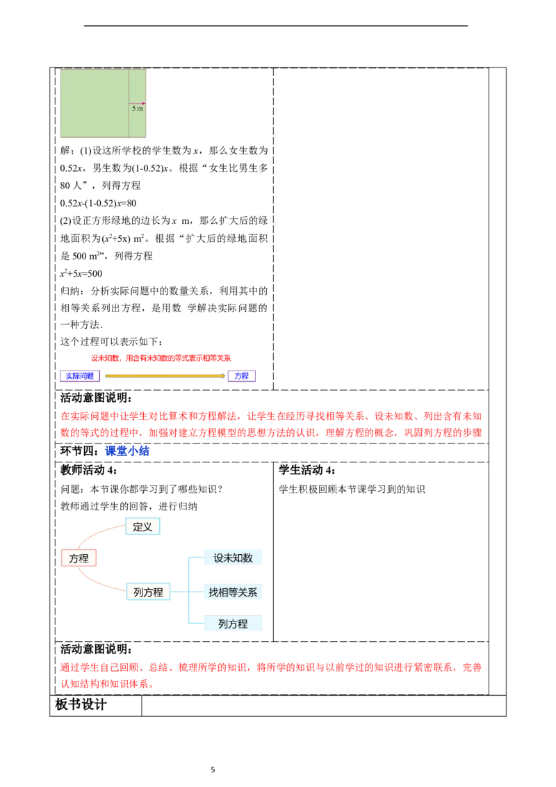 5.1.1从算式到方程（第一课时）-教案_初中数学人教版_7上-初中数学人教版_7上-初中数学人教版（新版）_01课件+教案+练习（大单元设计）_教案