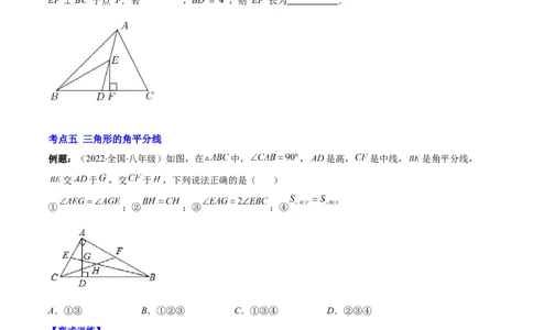 专题01三角形的三边、高线、中线及角平分线(原卷版)（重点突围）-2023年八上重难点专题提优训练（人教版）_初中数学人教版_8上-初中数学人教版_旧版_07专项讲练