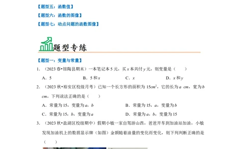 专题01变量与常量（七大类型）（题型专练）（原卷版）_初中数学人教版_八年级数学下册_保存转存之后查看(1)_8下-初中数学人教版（2026春新版持续更新）_旧版-可参考_07专项讲练