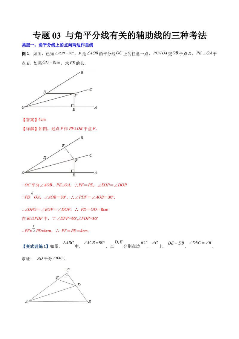 专题03与角平分线有关的辅助线的三种考法（解析版）-压轴必考2022-2023学年八年级数学上册压轴题攻略（人教版）_初中数学人教版_8上-初中数学人教版_旧版_07专项讲练