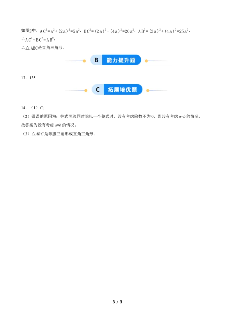 20.2勾股定理的逆定理及其应用（第1课时）（分层作业）答案版_初中数学人教版_八年级数学下册_保存转存之后查看(1)_2026春季新版-持续更新中_第三套-东方_4分层作业