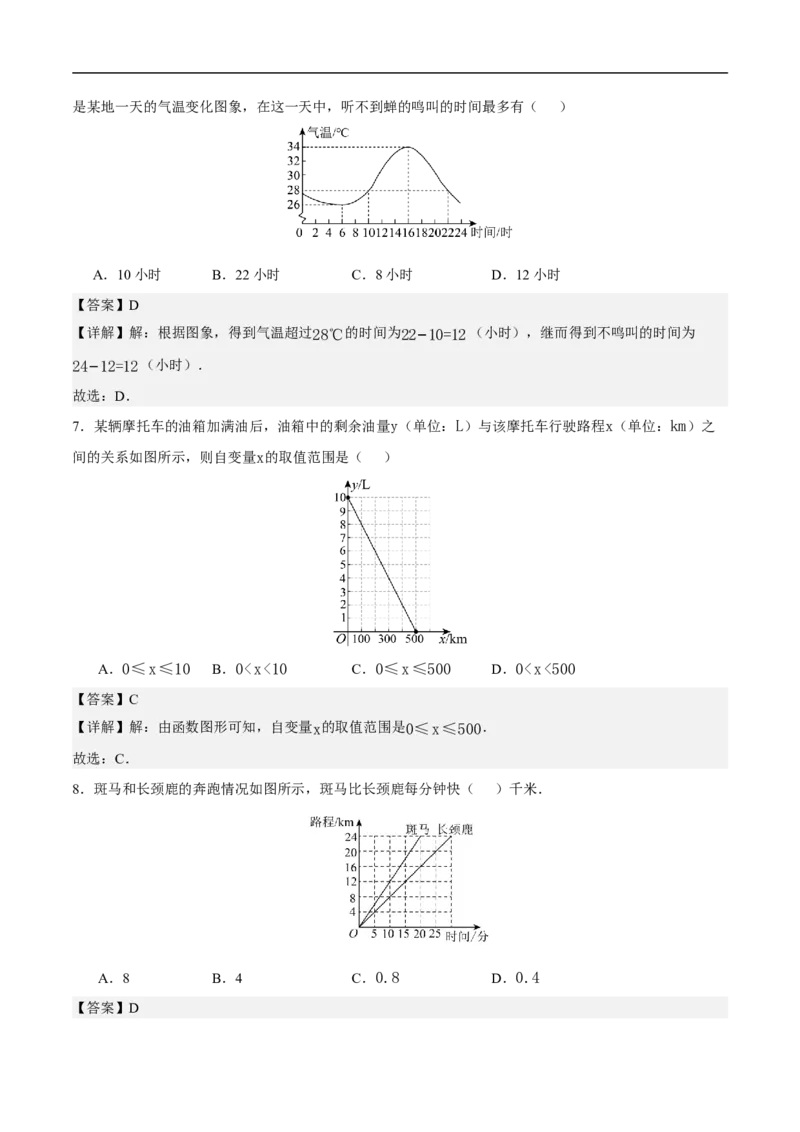 22.2函数的表示（第2课时）（分层作业）解析版_初中数学人教版_八年级数学下册_保存转存之后查看(1)_2026春季新版-持续更新中_第三套-东方_4分层作业