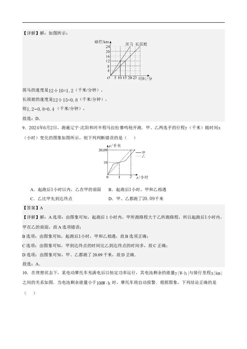 22.2函数的表示（第2课时）（分层作业）解析版_初中数学人教版_八年级数学下册_保存转存之后查看(1)_2026春季新版-持续更新中_第三套-东方_4分层作业