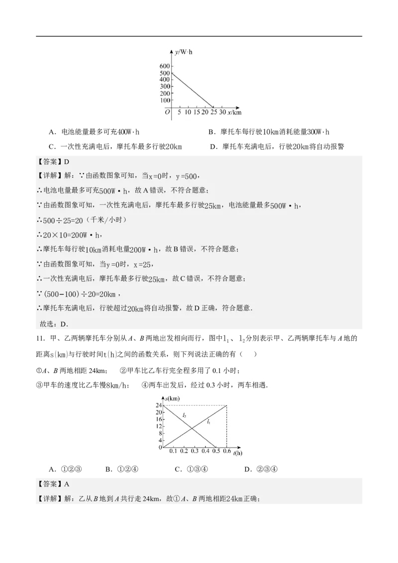 22.2函数的表示（第2课时）（分层作业）解析版_初中数学人教版_八年级数学下册_保存转存之后查看(1)_2026春季新版-持续更新中_第三套-东方_4分层作业