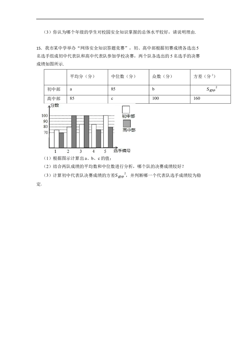 20.2数据的波动程度(精练)-重要笔记八年级数学下学期重要考点精讲精练(人教版)（原卷版）_初中数学人教版_八年级数学下册_保存转存之后查看(1)_旧版-可参考_07专项讲练