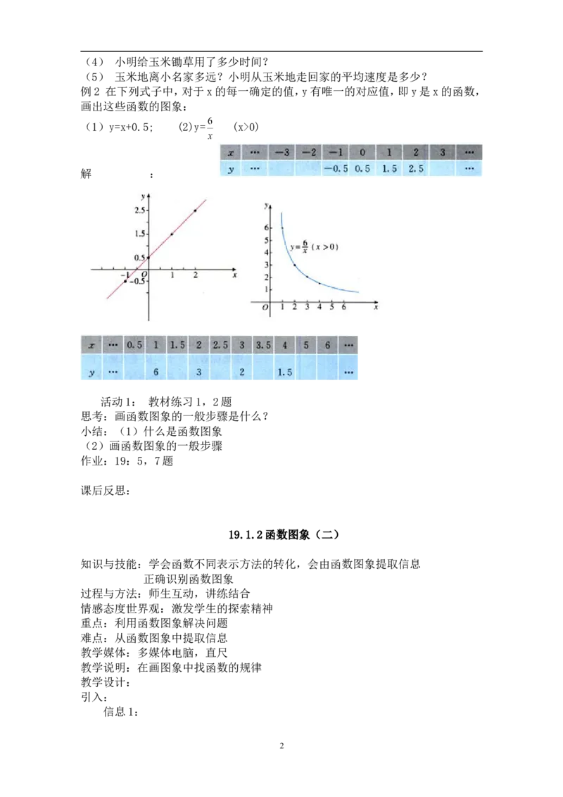 19.1.2函数的图象　　教案2_初中数学人教版_八年级数学下册_保存转存之后查看(1)_8下-初中数学人教版（2026春新版持续更新）_旧版-可参考_04教案（多套）_教案（赠送）