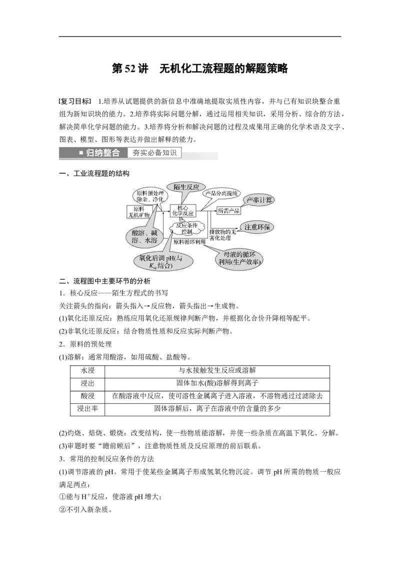 2023年高考化学一轮复习（全国版）第8章第52讲　无机化工流程题的解题策略_05高考化学_通用版（老高考）复习资料_2023年复习资料_一轮复习_2023年高考化学一轮复习讲义+课件（全国版）