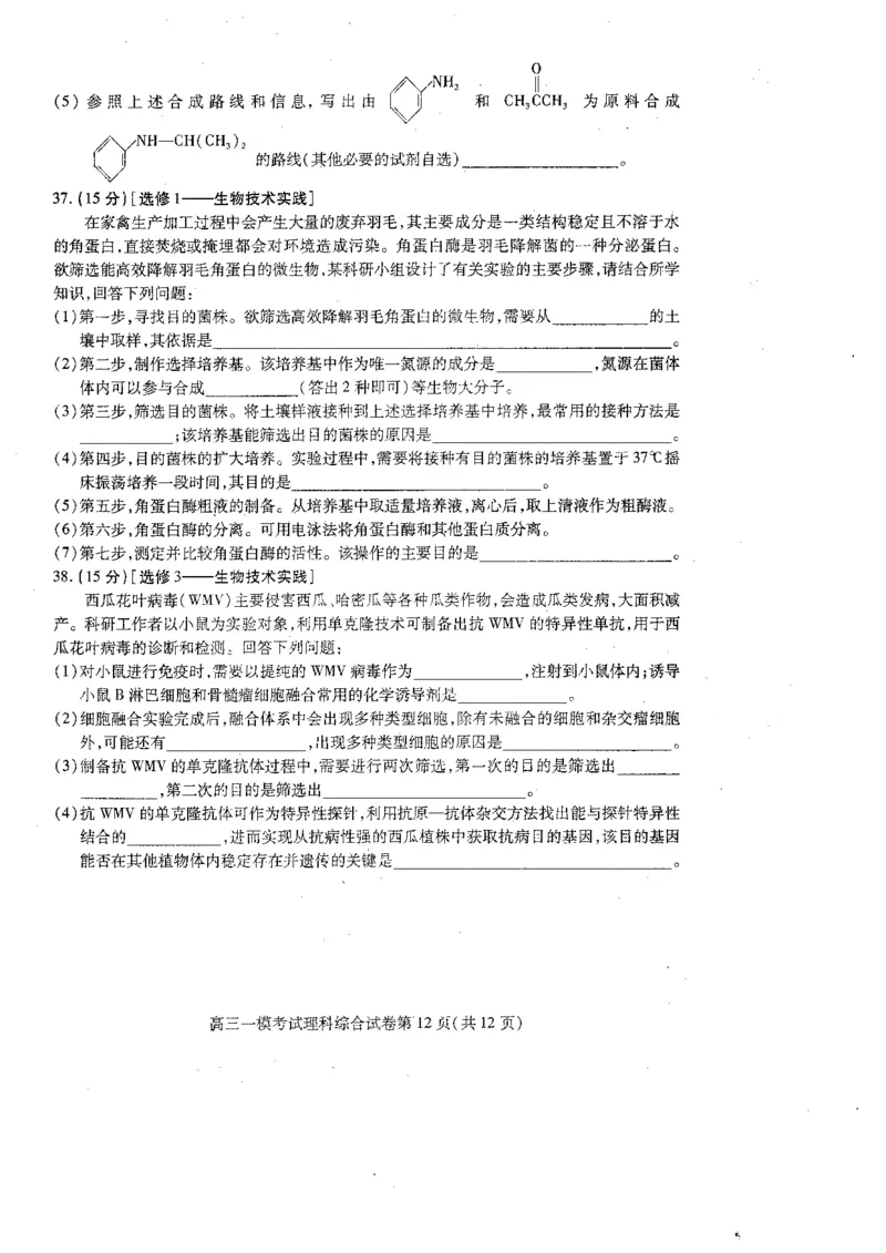 2023届四川省内江市高三第一次模拟考试理综试题_05高考化学_高考模拟题_全国课标版_2023届四川省内江市高三第一次模拟考试理综_2023届四川省内江市高三第一次模拟考试理综