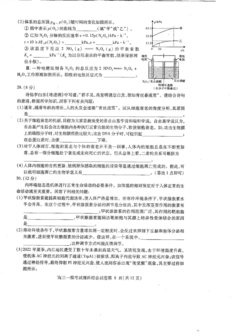 2023届四川省内江市高三第一次模拟考试理综试题_05高考化学_高考模拟题_全国课标版_2023届四川省内江市高三第一次模拟考试理综_2023届四川省内江市高三第一次模拟考试理综