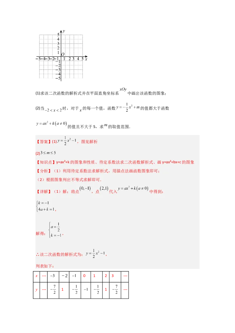 人教版九年级第07讲二次函数y=ax&sup2;的图象和性质（2个知识点+2种题型+分层练习）（教师版）_初中数学_九年级数学上册（人教版）_常见题型通关讲解练-V3_2025版