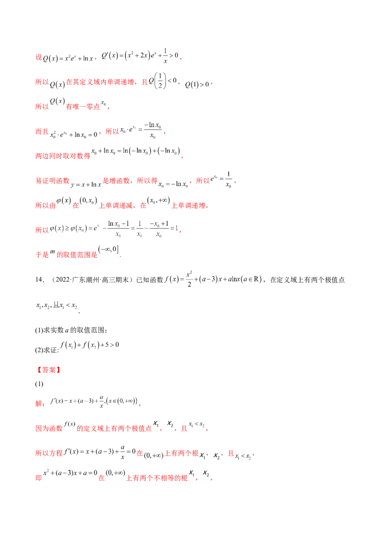 第十讲导数与函数的极值、最值解析版_2.2025数学总复习_2023年新高考资料_二轮复习_2023年高考数学考点二轮复习讲义（新高考专用）