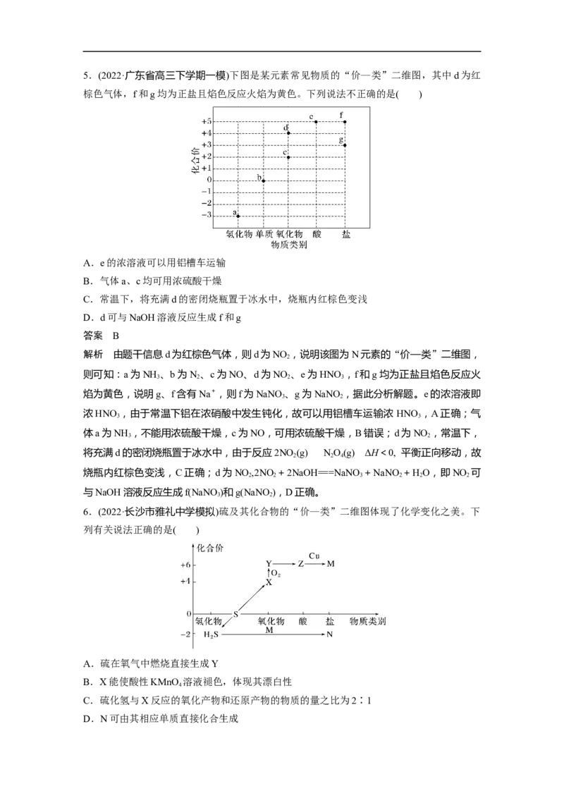 2023年高考化学二轮复习（全国版）第1部分专题突破　专题8　常见无机物性质的转化_05高考化学_通用版（老高考）复习资料_2023年复习资料_二轮复习