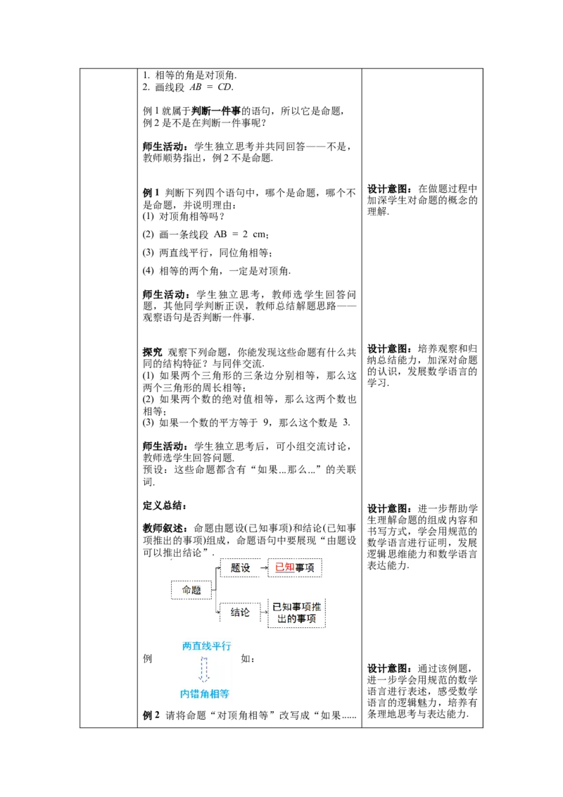 5.3.2命题、定理、证明教案_初中数学人教版_7下-初中数学人教版_7下-初中数学人教版（旧版）赠送_04教案（多套）_教案（第1套）新课标_第5章相交线与平行线教案