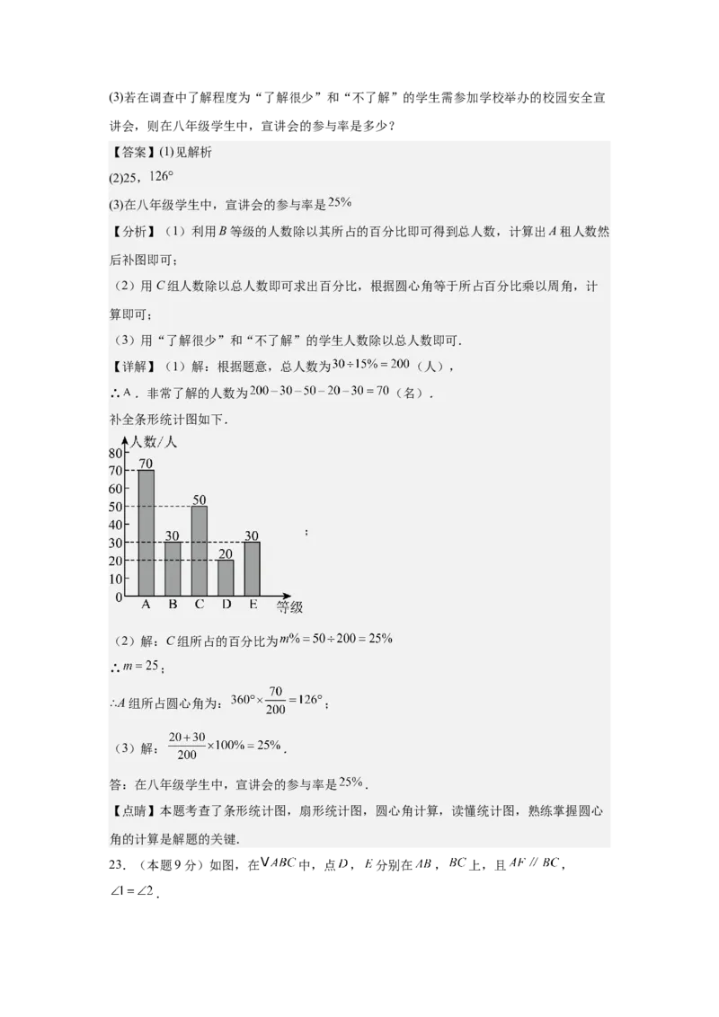 数学（解析版）_初中数学_八年级数学上册（人教版）_秋季开学摸底考_八年级数学秋季开学摸底考（湖南省专用）